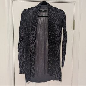 All Saints Gray And Black Cotton Leopard Open Knit Cardigan